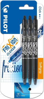 Zestaw długopisów Pilot FriXion Ball Clicker Softgrip M 0.7 mm 3 szt Czarny (ZES3131910221159)