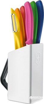 Набор кухонных ножей Victorinox SwissClassic 6 предметов с подставкой Цветные (6.7127.6L14)