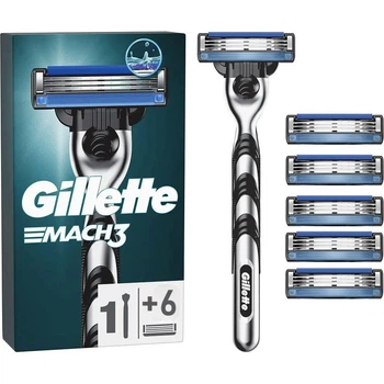 Станок для бритья мужской (Бритва) Gillette Mach 3 и 6 картриджей