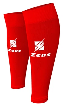 Футбольные гетры без носка Zeus, фиксация щитков, красные, размер 40-46
