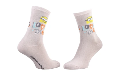 Носки MinionS Minion+LOVES ME бледно-серо-желтый детские 36-41 (13890131-4)