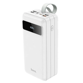 Павербанк Hoco J86B Electric |УМБ, портативний акумулятор, 60000mAh, універсальні порти 4USB/Lightning/Type-C, швидка зарядка PD/QC, 20W/5A, вбудований ліхтарик, LED-дисплей| Білий