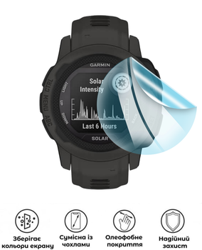 Защитная гидрогелевая глянцевая пленка Grade B на экран часовGarmin Instinct 2S Solar (40mm)