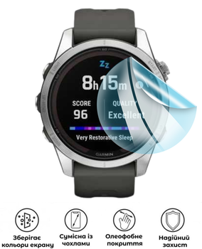 Захисна гідрогелева глянцева плівка Grade D на екран годинника Garmin Fenix 7S Pro Solar (42mm)