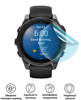 Защитная гидрогелевая матовая пленка Grade B на экран часовGarmin Fenix 8 (47mm)