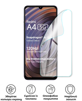 Захисна поліуретанова глянцева плівка Heavy Armor Plus на екран смартфона Xiaomi Redmi A4 5G
