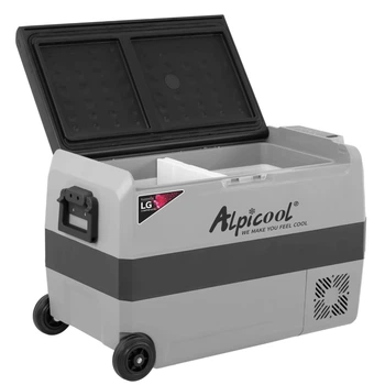 Компрессорный автохолодильник Alpicool T50 (LG). Объем — 47 литров. Двухкамерный. Охлаждение до -20 °C. (Питание 12, 24, 220 вольт)