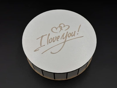 Скринька подарункова I love you кругла з написом з фанери 20 х 6 см Білий (KF-507)