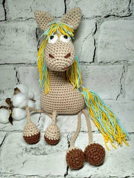 М'яка іграшка ручної роботи в'язана амігурумі Hand Made Конячка символ року 30 см 202-84