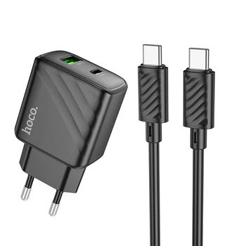 Сетевое зарядное устройство Hoco CS23A, 1USB, 1Type-C, PD, QC 30W, Type-C to Type-C, Черный