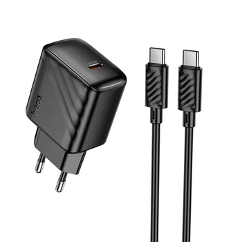 Сетевое зарядное устройство Hoco CS24A, 1Type-C PD, QC 25W, Type-C to Type-C, Черный