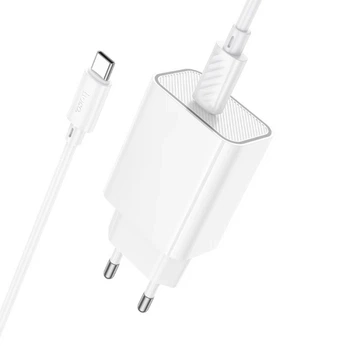 Сетевое зарядное устройство Hoco C143A, Type-C, PD, white, кабель Type-C to Type-C