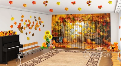 Осенние Фото Шторы в детский сад PHOTODECOR "Тыквенная сказка" 1 кв.м