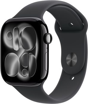Smartwatch Apple Watch Series 11 GPS 42mm Jet Black Aluminium Case with Black Sport Band - M/L (APL_MEQU4)