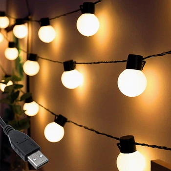 Гірлянда Кульки USB 5м 20 LED теплий білий декоративне підсвічування для кімнати та святкового декору