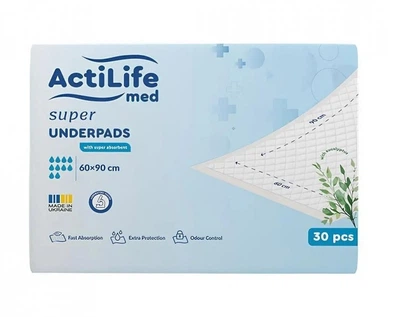 Пелюшки для немовлят ActiLife Med Super 60 х 90, 30 шт. (4820174981495)