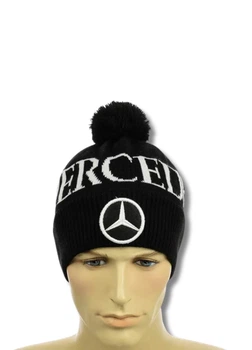 Зимняя шапка с помпоном Мерседес (Mercedes) (one-size) Черно-белый