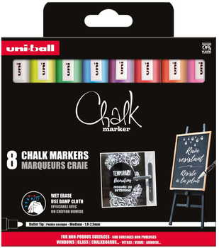 Zestaw markerów kredowych Uni-Ball Chalk marker 1.8-2.5 mm 8 szt (3296280045771)