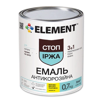 Эмаль антикорозионная ELEMENT Стоп Иржа 3 в 1 темно-коричневая матовая 0,7 кг