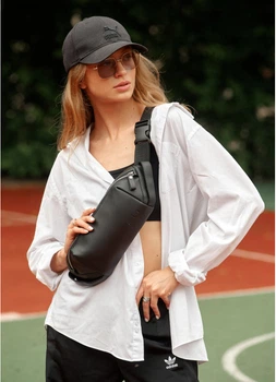 Жіноча сумка через плече бананка Sambag Holster MSH чорна з перфорацією W