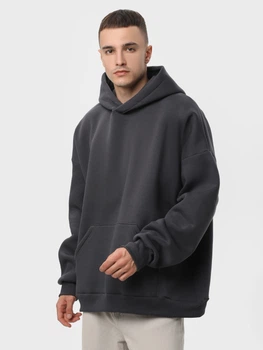 Худі утеплене оверсайз чоловіче Ray Oversize U0404M S-M Темно-сіре (Ray2000000040691)