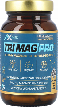 Дієтична добавка AX Med Tri Mag Pro 3 форми магнію 60 капсул (5908266365176)