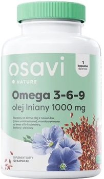 Дієтична добавка Osavi Omega 3- 6-9 Лляна олія 1000 мг 120 капсул (5904139923795)