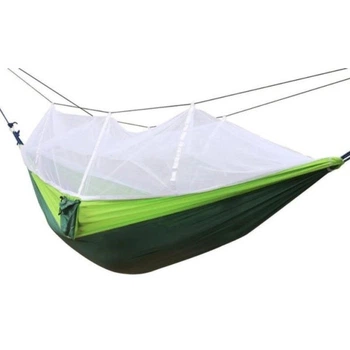 Гамак двомісний без планки UKC Hammock Net 260 х 135 см до 140 кг нейлон з сіткою зелений (RZN-23093687)