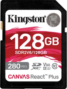 Карта пам'яті SDXC 128GB Kingston Canvas React Plus Class 10 UHS-II U3 V60 (SDR2V6/128GB)