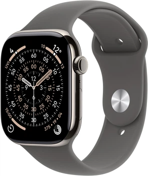 Смарт-годинник Apple Watch Series 11 GPS + Cellular 46mm Natural Titanium Case with Stone Grey Sport Band - S/M (MFCW4)