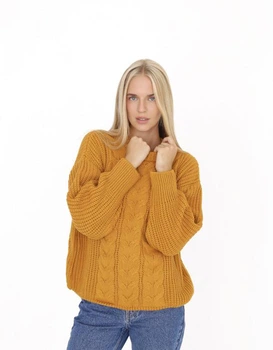 Жіночий теплий светр великої в'язки гірчичного кольору LiLovr 301 One size