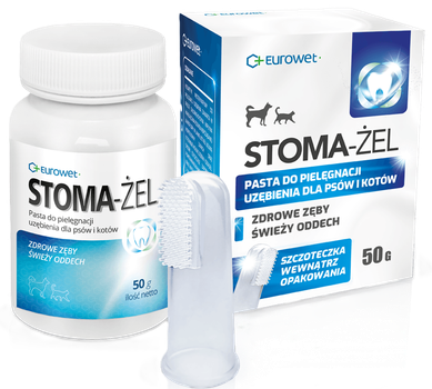 Паста для догляду за зубами Eurowet Stoma-гель + щітка для собак і котів 50 мл (5907785443099)