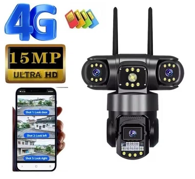 Вулична 4G Wi-Fi камера SC28 V380 Pro 15 МП з трьома об'єктивами та нічним баченням 10053