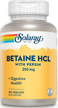 Бетаїн HCl + пепсин Solaray HCL with Pepsin 180 капс в упаковці (ARE-575841)