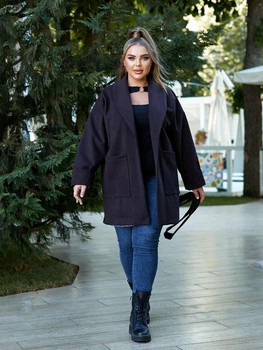 Жіноче кашемірове пальто SOLINNA , Модель 6423 Темно-фіолетовий, 54-56