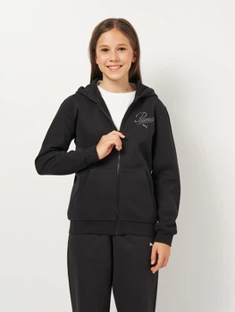 Дитяча тепла толстовка на флісі з капюшоном для дівчинки Puma ESS Script 68925301 134-140 см Puma Black (4069157469968)