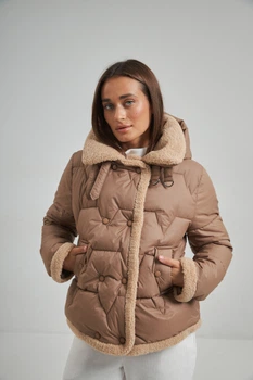 Куртка стьобана з обробкою овчиною Wear me S Кемел (10_24_10069)