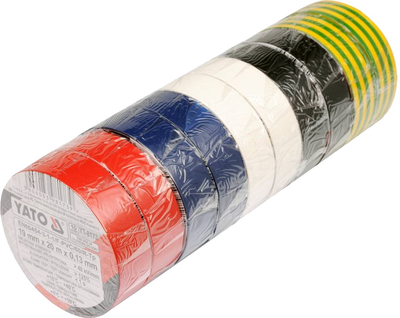 Taśma izolacyjna Yato YT-8173 19 mm x 20 m 5 kolorów 10 rolek Wielokolorowa (5906083981739)