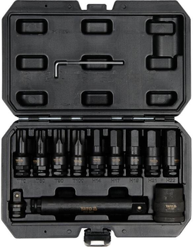 Набір ударних насадок Yato YT-10655 TORX/HEX до квадратів 1/2" 3/4" 12 елементів (5906083076824)