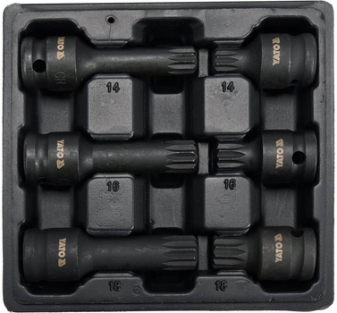 Набір викруткових ударних насадок Yato SPLINE M14 M16 M18 квадрат 1/2" L= 43/78 мм CrMo YT-10652 6 одиниць (5906083055492)