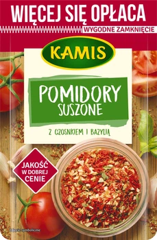 Сушені помідори з часником і базиліком 50г Kamis(5900084258203)