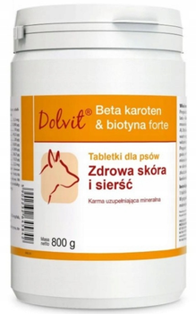 Witaminy i minerały Dolfos Dolvit Beta-karoten&Biotyna forte Zdrowa skóra i sierść dla psów 800 g (5902232645842)