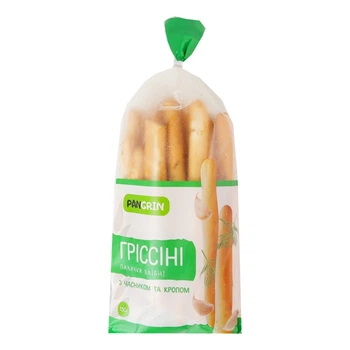 Палочки хлебные Pan Grin грессини с чесноком и укропом 150 г. (4820171040522)