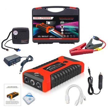 Пускозарядное устройство для запуска аккумулятора Jumpstarter 99800 мАч + компрессор универсальное пусковое устройство с пиковой силой тока 600А прикуриватель для машины + повербанк (PP705)