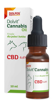 Дієтична добавка Dolfos Dolvit Cannabis Cannabis Oil CBD 6.6% Підтримка здоров'я собак і котів 10 мл (5903772190427)