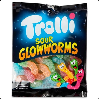 Желейки Trolli Sour Glowworms (червячки) 100г/уп