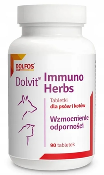 Дієтична добавка Dolfos Dolvit  Immuno Herbs для підвищення імунітету у собак та котів 90 таблеток (5903772196474)