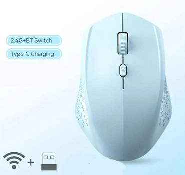 Бездротова комп'ютерна миша Wireless Mouse МС105 Bluetooth 5,2 + 2,4G на акумуляторі синя