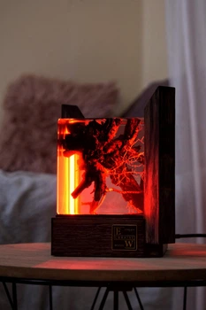 Светильник Куб Лабиринт корней из эпоксидной смолы RGB 17.5 см Бежевий
