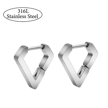 Сережки кільця (конго) Spikes SE3105S-09 з медичної сталі у вигляді трикутника (Діаметр: 9мм)